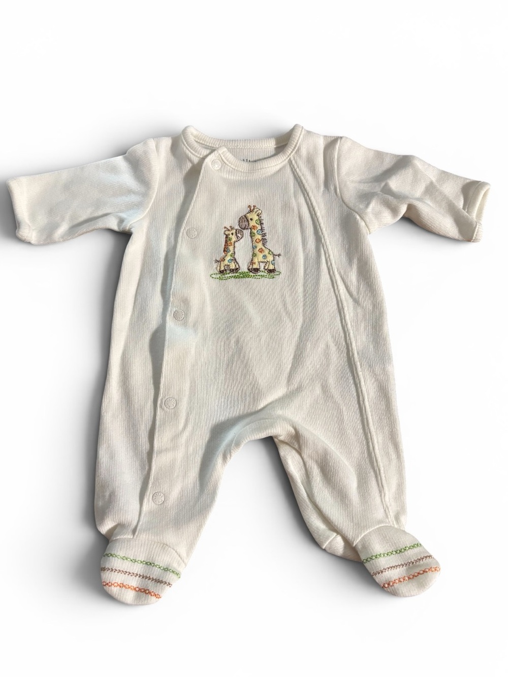 ❤️(Preemie) Little Me Embroidered Giraffe Footed Sleeper